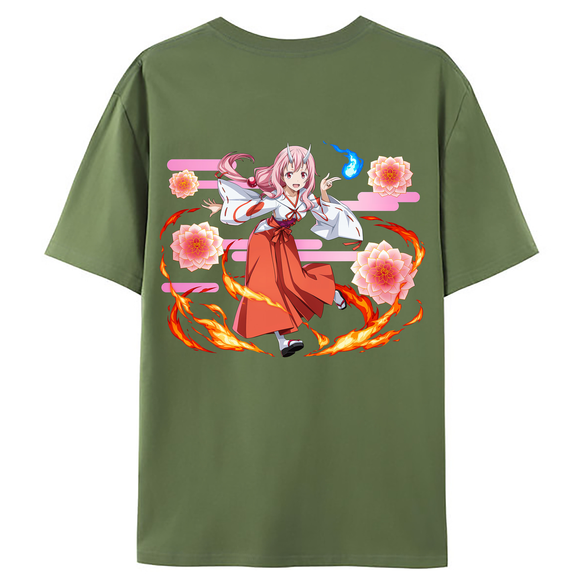 （画像用） 転スラ Regarding Reincarnated to Slime 綿100％ メンズ半袖Tシャツ（バックプリント） 通気性